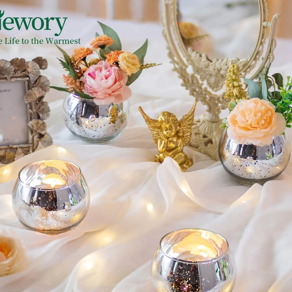 NWT 6pcs Small Silver Bling  Round Vases for‎ Centerpieces